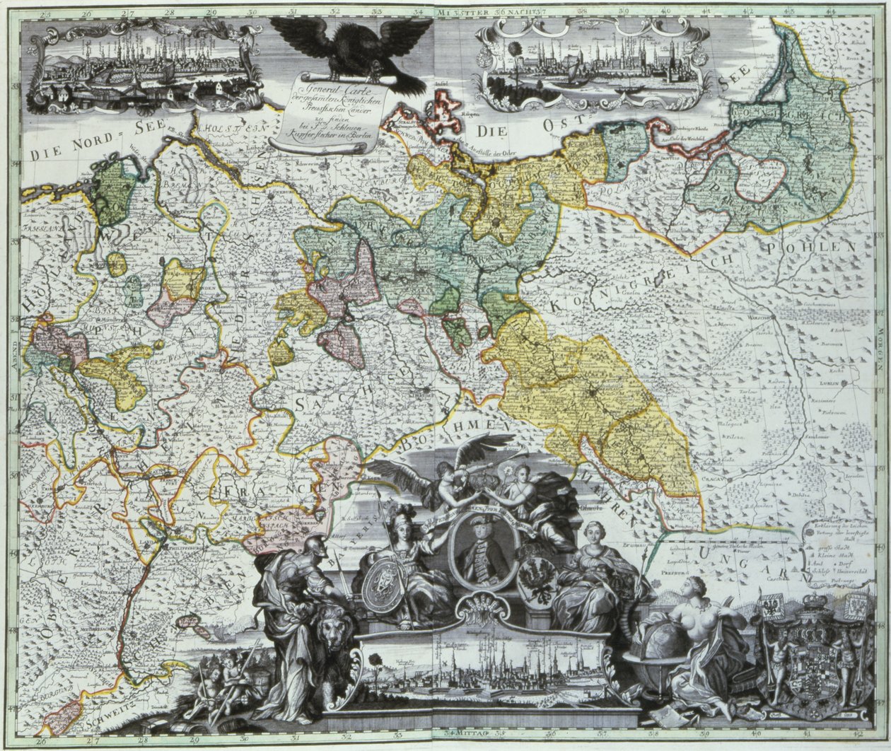 Folha-prima dos Países Soberanos da Prússia, c.1765 de German School