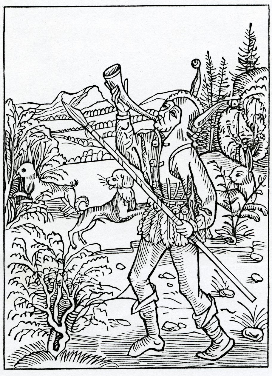De hino que togyder wyll serve dois maysters, ilustração da tradução inglesa de Alexander Barclay de &39;The Ship of Fools&39;, de uma edição publicada em 1874 de German School
