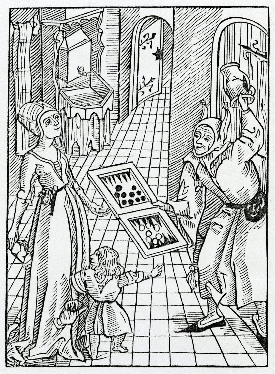 Do melhor exemplo de anciões gyuyn até a juventude, ilustração da tradução inglesa de Alexander Barclay de "O Barco dos Loucos", de uma edição publicada em 1874 de German School