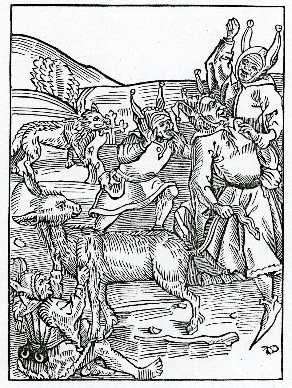 Deles, que são sempre borowynge, ilustração da tradução inglesa de Alexander Barclay de &39;The Ship of Fools&39;, de uma edição publicada em 1874 de German School