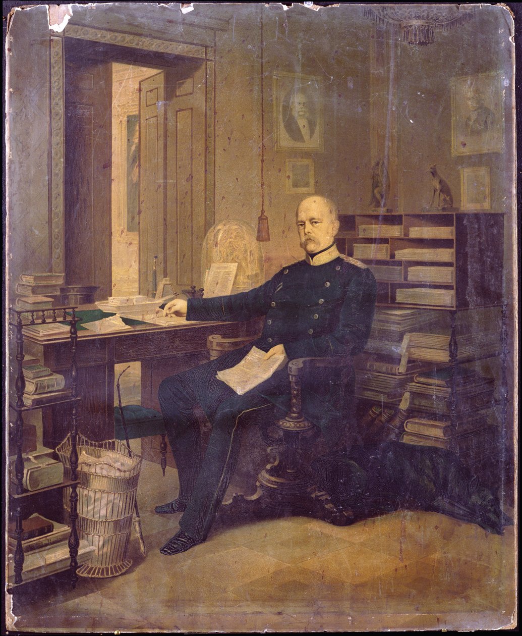Otto von Bismarck em seu estudo (wc on paper on board) de German School