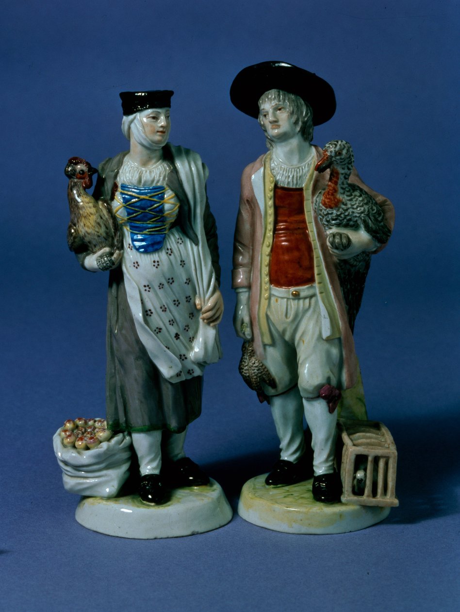 Par de vendedores de peru, possivelmente modelados por Jean-Jacob Louis (1703-1772), Ludwigsburg, c.1765 (porcelana) de German School