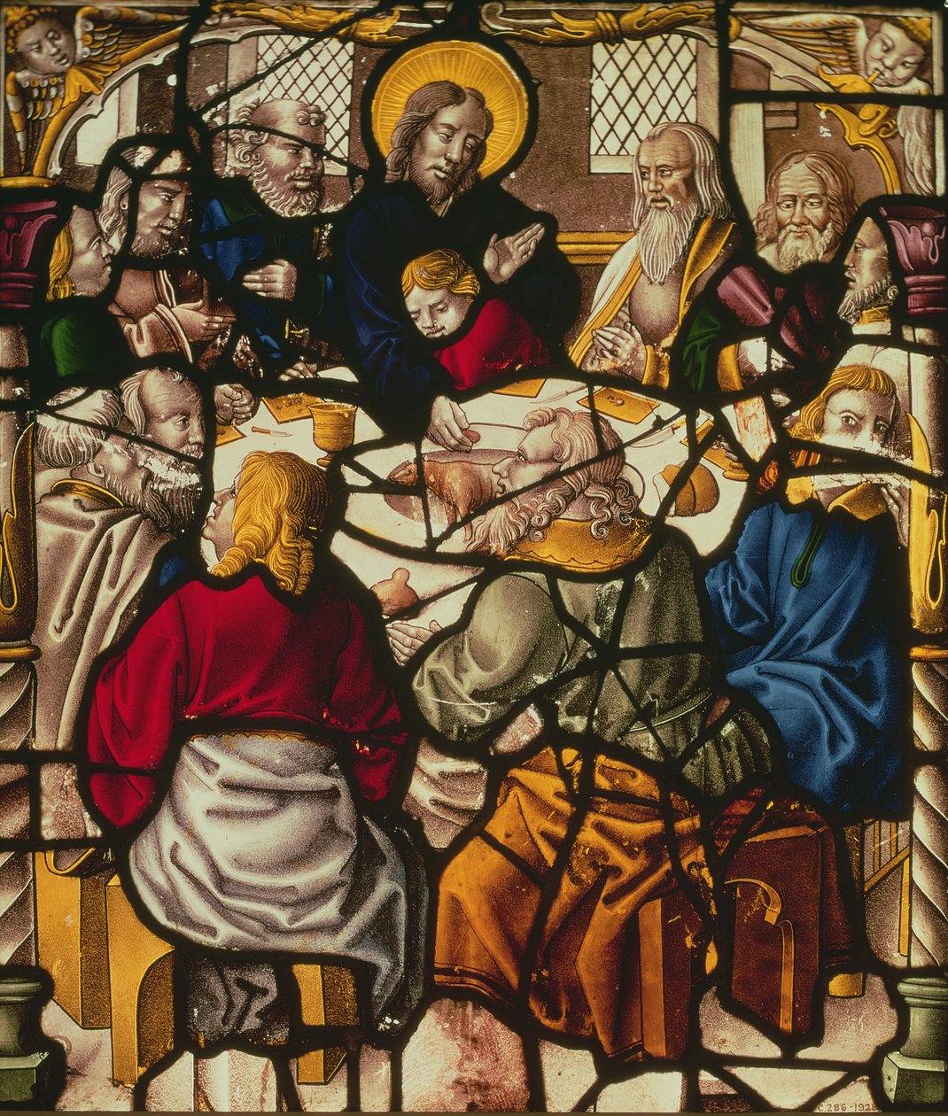 Painel retratando a última ceia (vitral) de German School