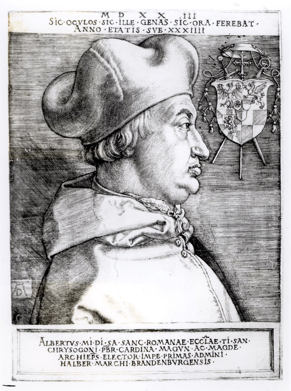 Retrato de Albert, Cardeal Eleitor de Mainz, 1523 de German School