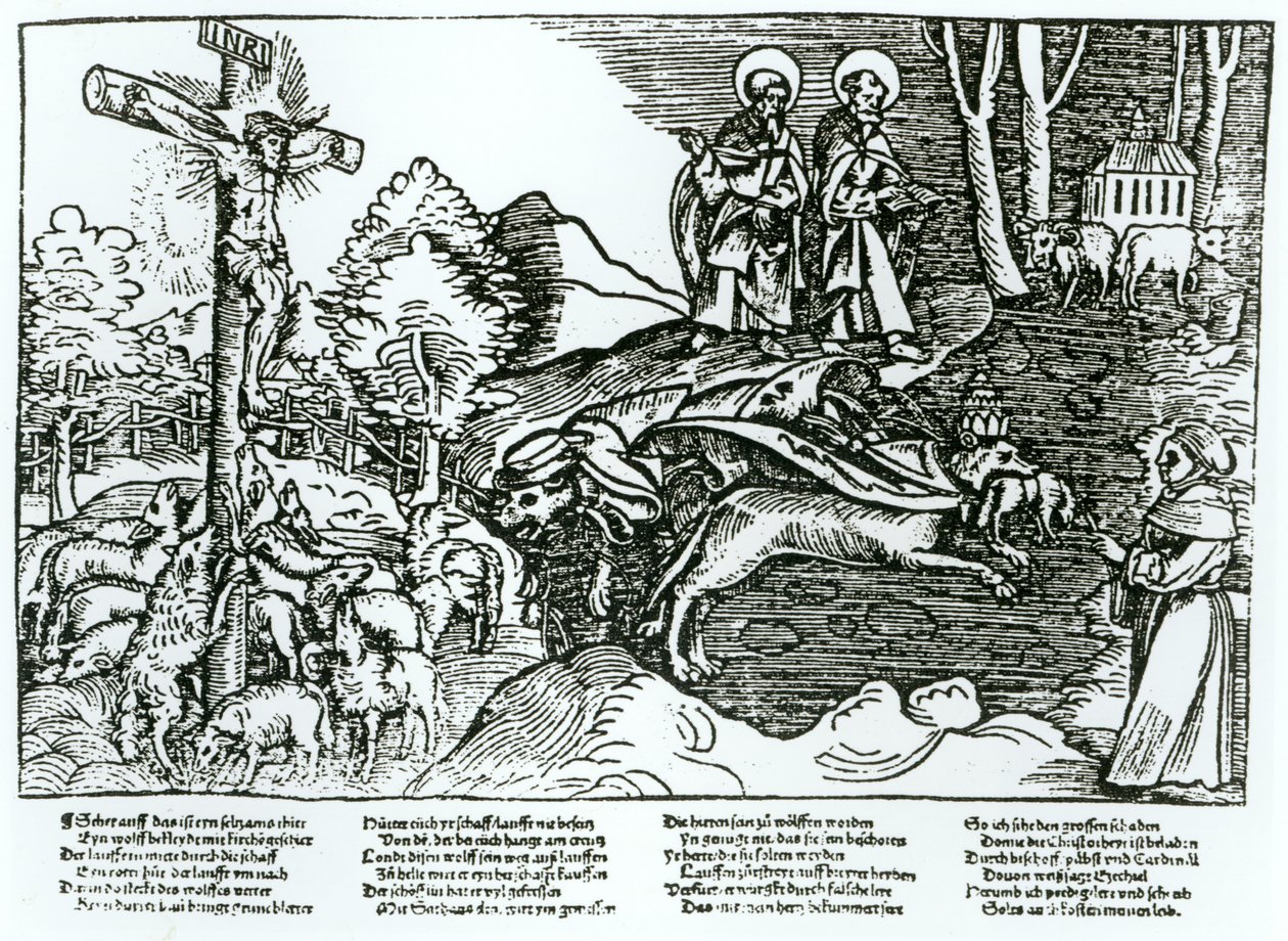 Catolicismo Romano e Luteranismo Contrastados, c.1520-21 de German School