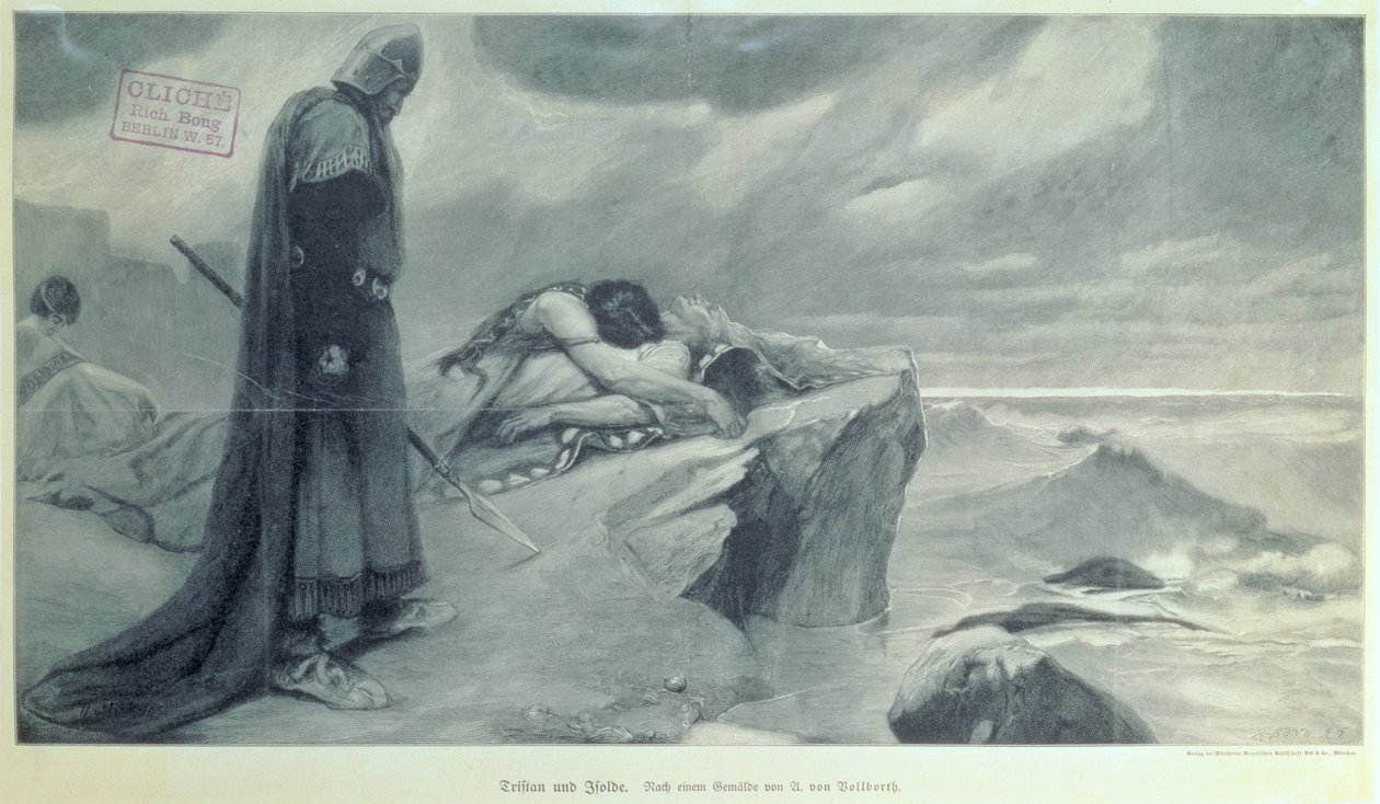 Cenário da ópera &39;Tristan and Isolda&39; de Richard Wagner (1813-83) de German School