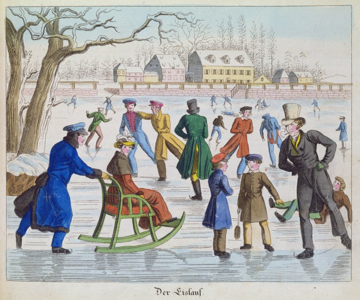 Cena de Patinação, 1832 (impressão) de German School