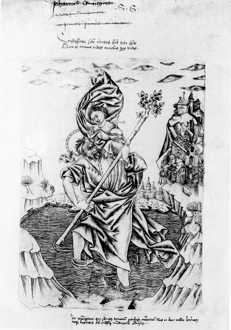 St. Christopher carregando o Cristo através do rio de German School