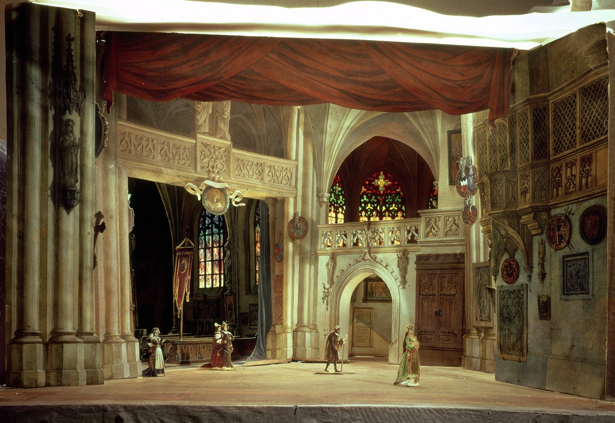 Modelo de palco para a ópera &39;Der Meistersinger von Nurnberg&39; de Richard Wagner (1813-83) (cartão pintado) de German School