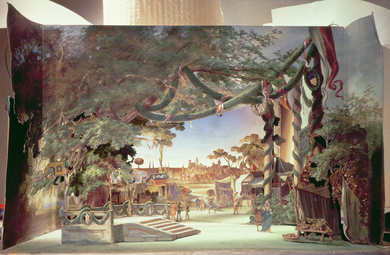 Modelo de palco para a ópera &39;Die Meistersinger von Nurnberg&39; de Richard Wagner (1813-83) (cartão pintado) de German School