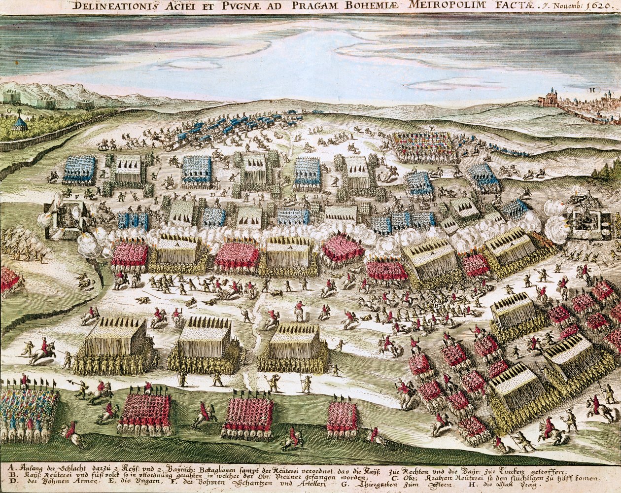 A Batalha da Montanha Branca (Weissen Berg), 8 de novembro de 1620 de German School