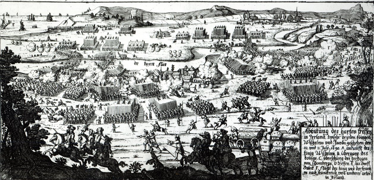 A Batalha do Boyne, c.1690 (impressão) de German School