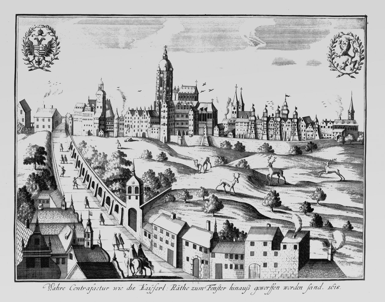 A Defenestração de Praga, 3 de agosto de 1618 de German School