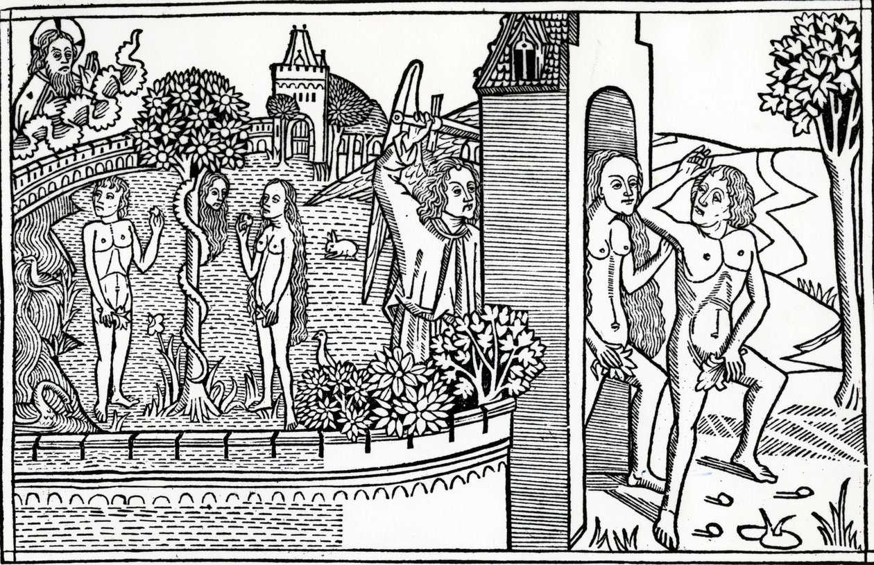 A Queda do Homem, ilustração da Bíblia de Quentell, publicada em 1478 de German School