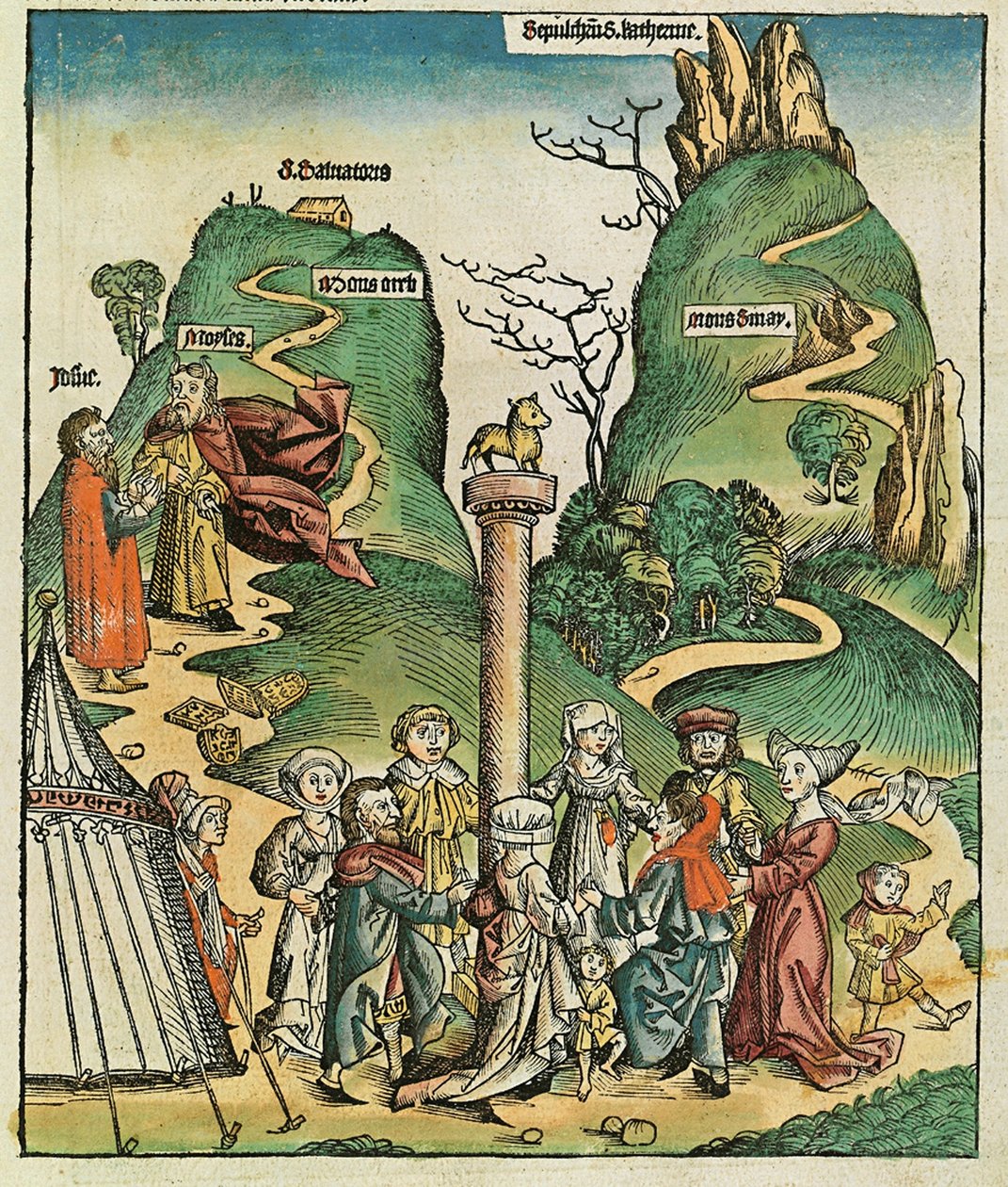 O bezerro de ouro, publicado no Nuremberg Chronicle, 1493 de German School