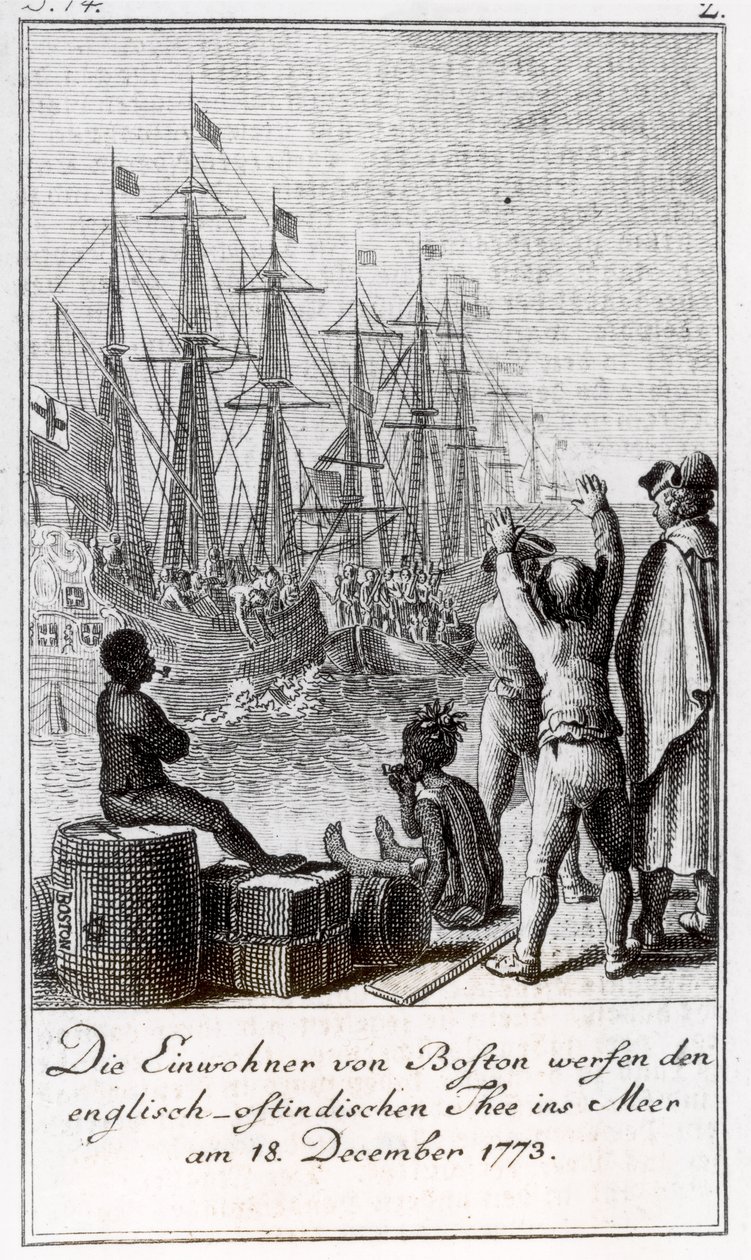 Os Habitantes de Boston Lançam o Chá Indígena Inglês-Leste no Mar, 18 de dezembro de 1773 de German School
