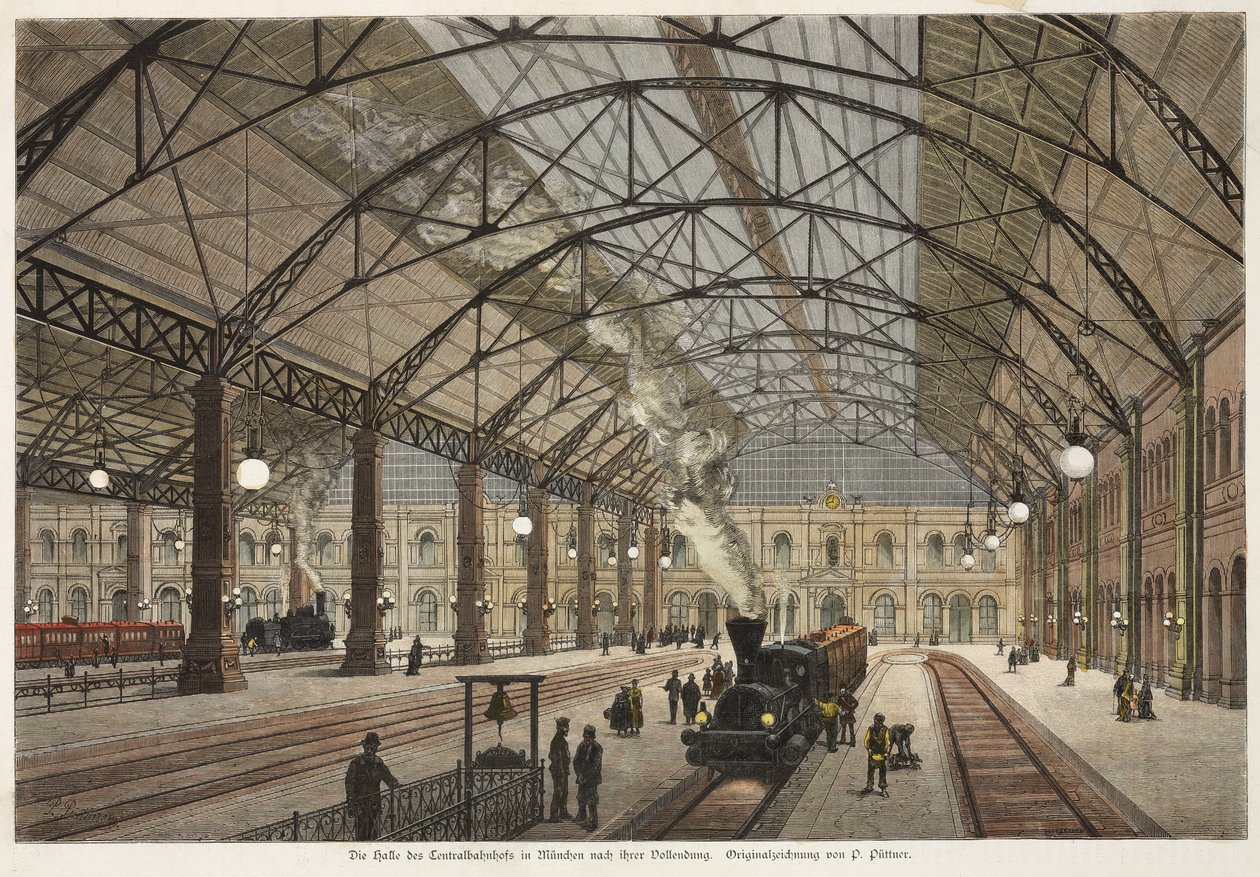 Vista, corredor, central, estação, munich de German School