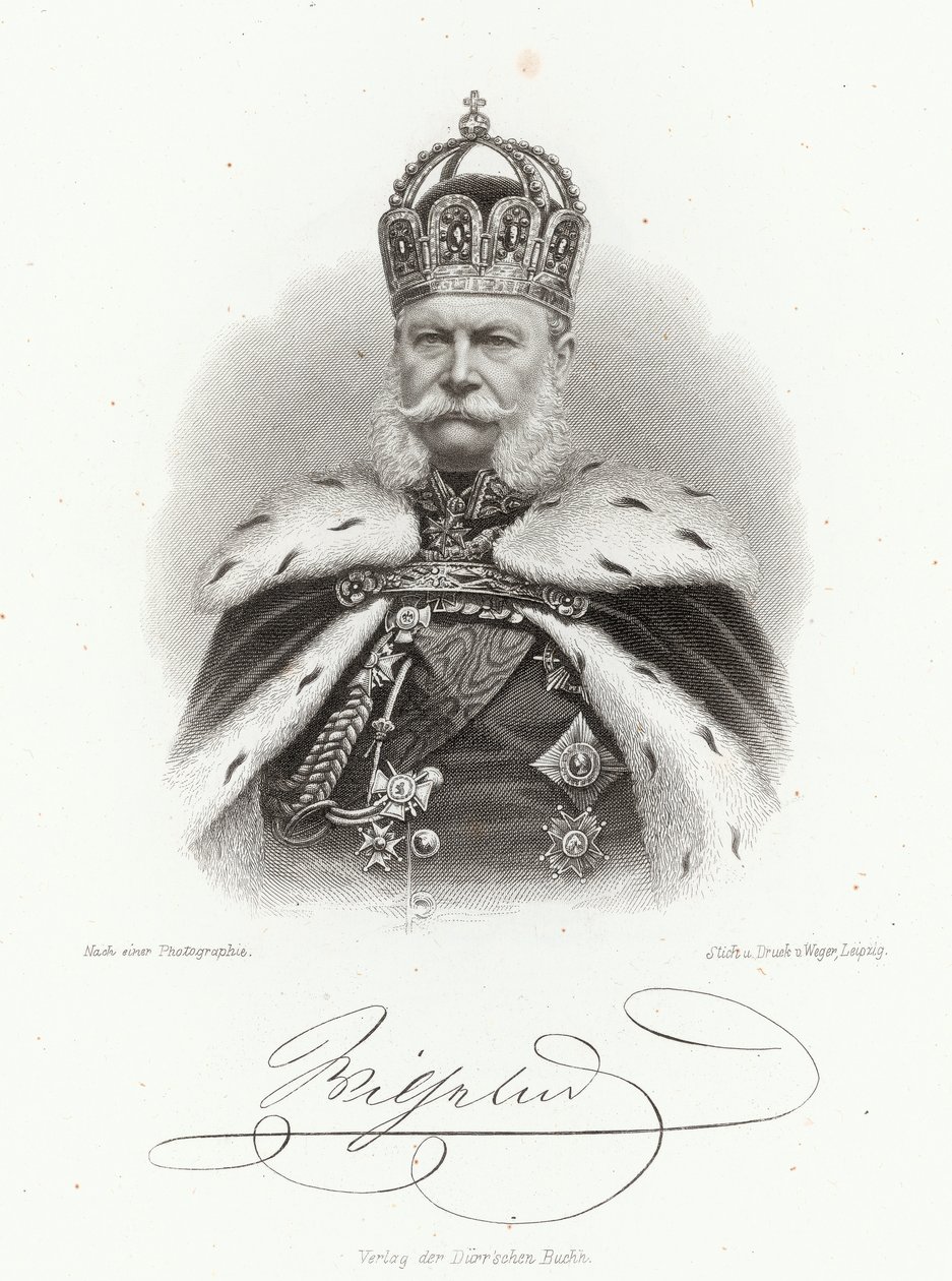 William I, rei da Prússia (1830-1916) no &39;Allgemeine Moden-Zeitung&39;, Leipzig, 1872 de German School