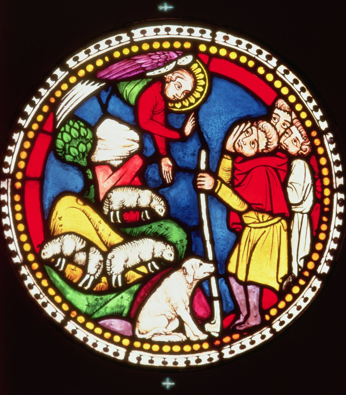 Janela representando a Anunciação aos Pastores, c.1300 (vitral) de German School