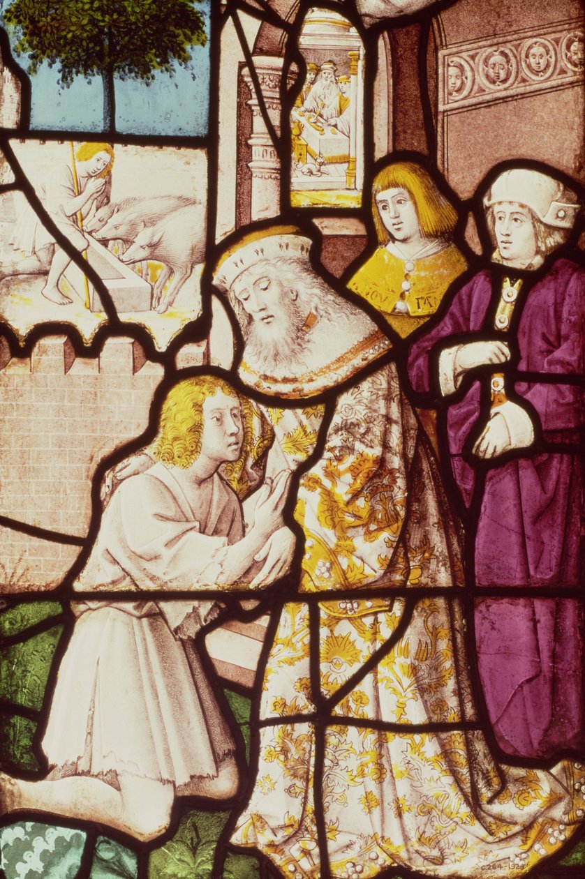 Janela retratando o retorno do filho pródigo, escola de Colônia (vitral) de German School