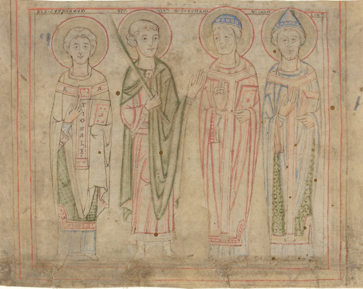 Santos Cipriano, Vito, Estevão e Cornélio de German 12th Century