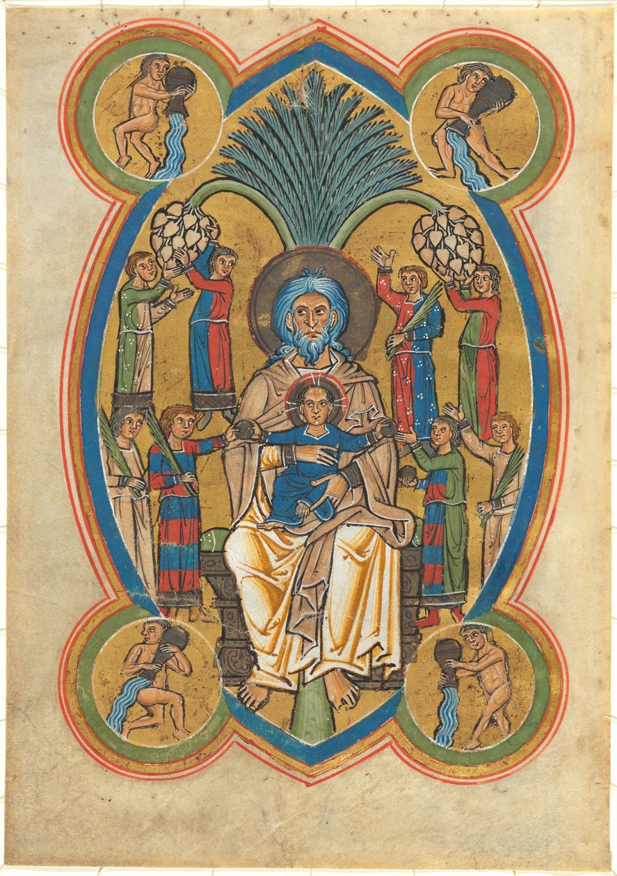 Paraíso com Cristo no colo de Abraão de German 13th Century
