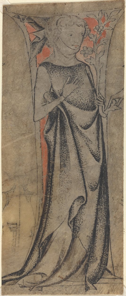 Juventude em pé com um ramo de German 14th Century