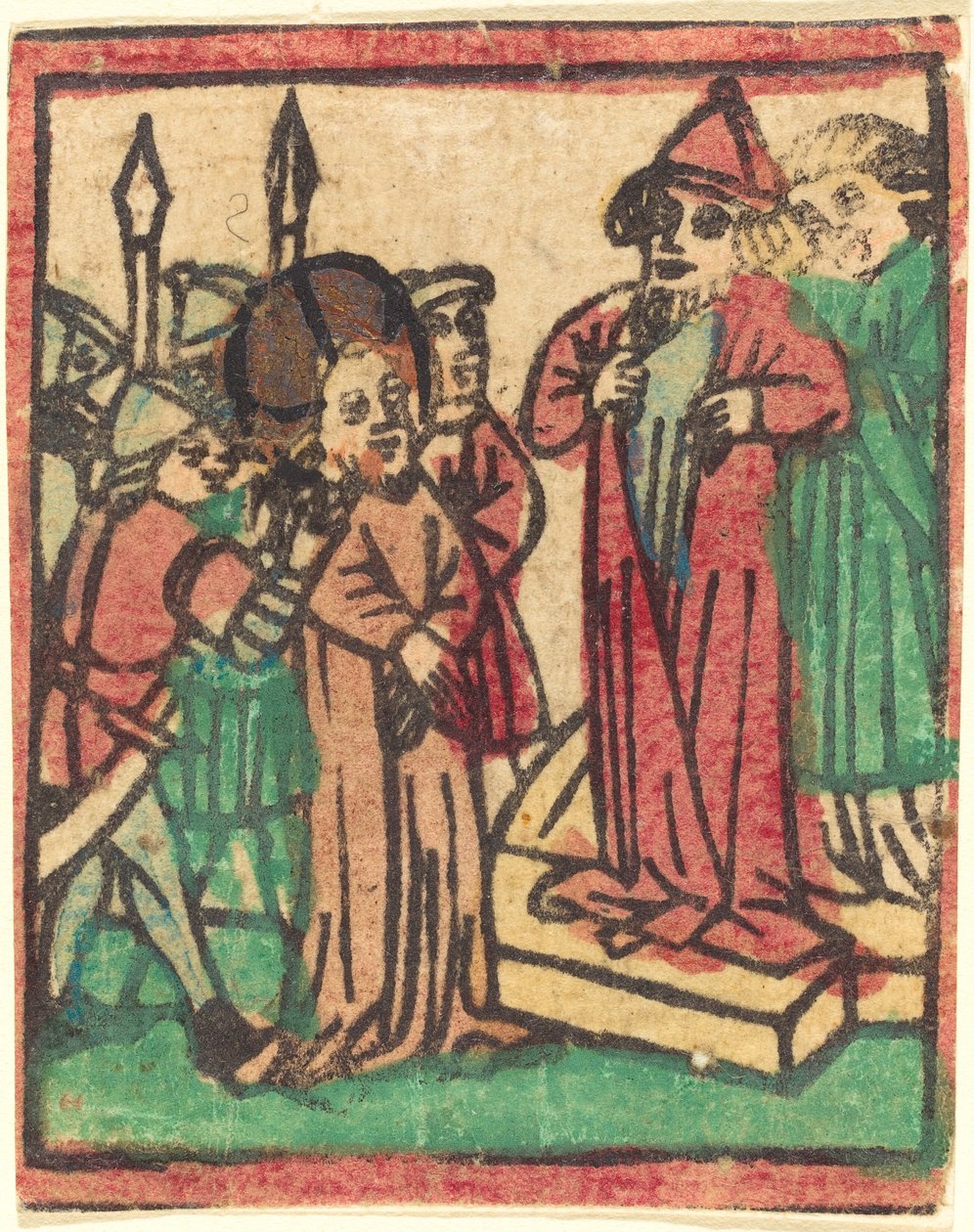 Caifás rasgando suas roupas de German 15th Century