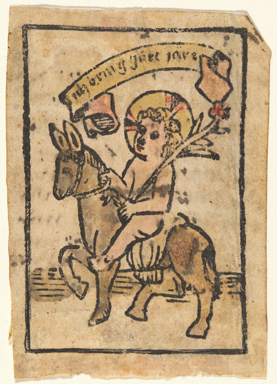 Menino Jesus no Burro de German 15th Century