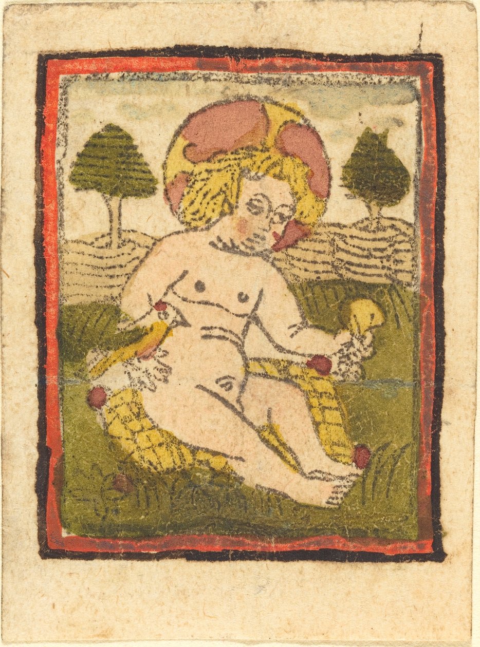 Menino Jesus com pássaro de German 15th Century