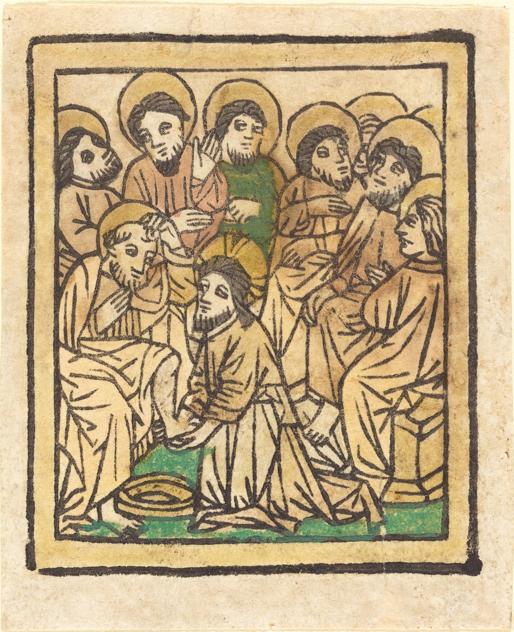 Cristo lavando os pés dos apóstolos de German 15th Century