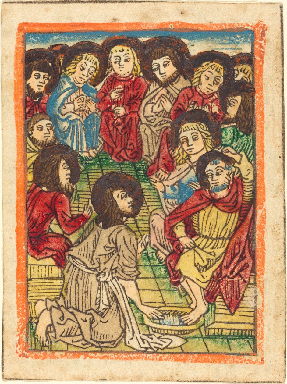 Cristo lavando os pés dos apóstolos de German 15th Century
