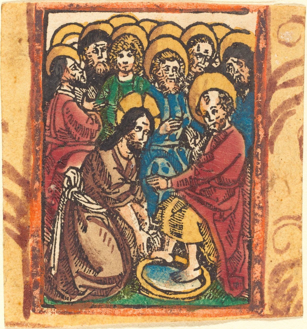 Cristo lavando os pés dos apóstolos de German 15th Century