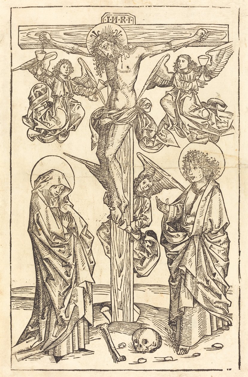 Cristo na cruz com anjos de German 15th Century