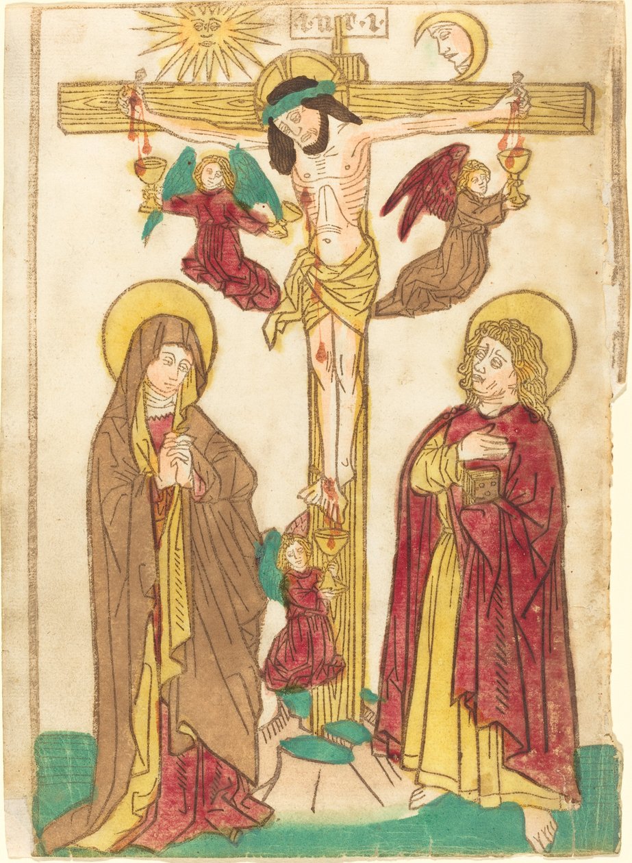 Cristo na cruz com anjos de German 15th Century