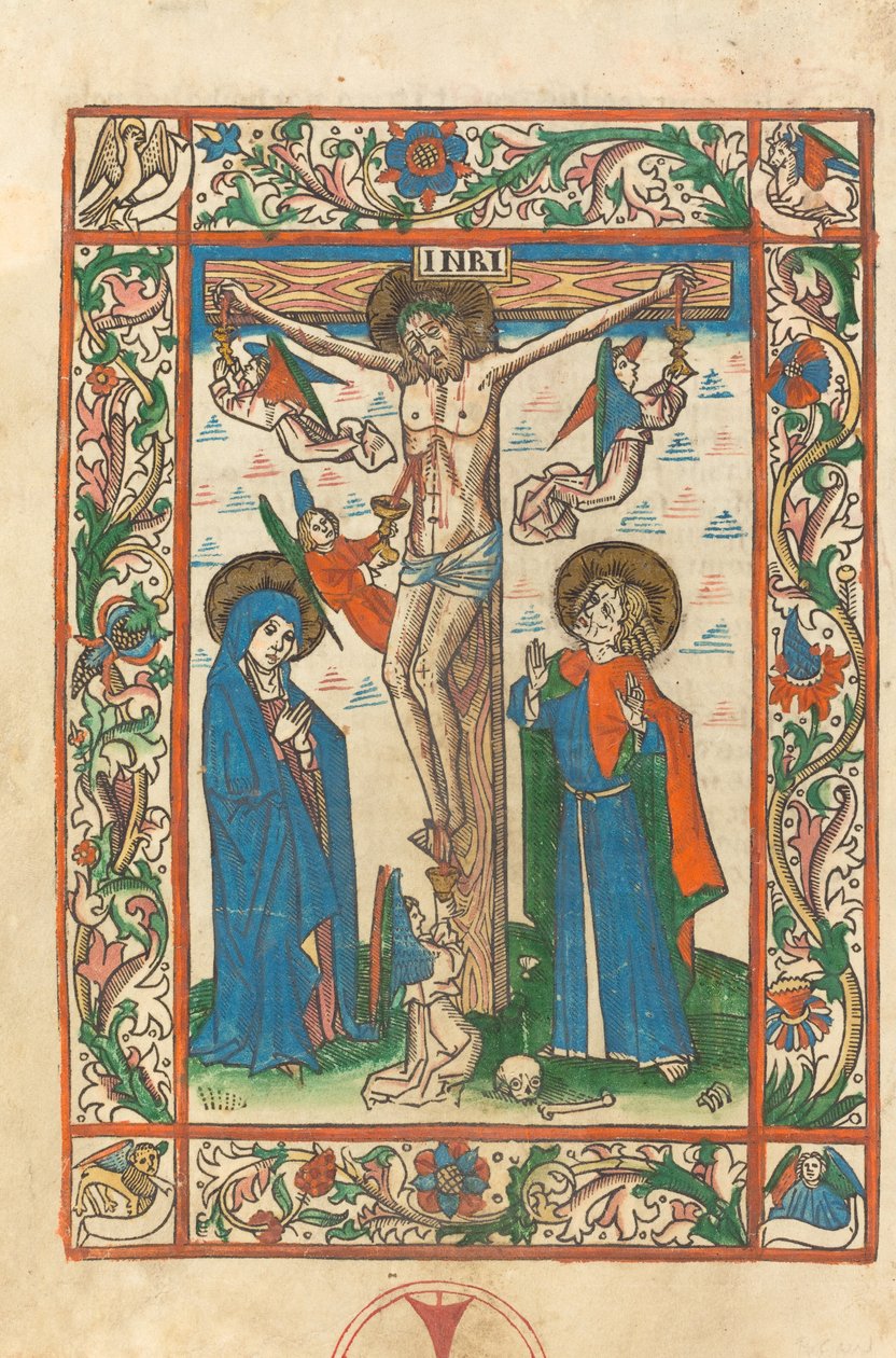 Cristo na cruz com anjos de German 15th Century