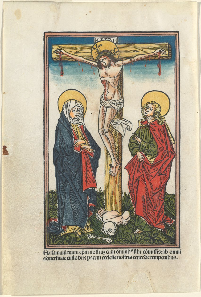 Cristo na Cruz com a Virgem e São João de German 15th Century