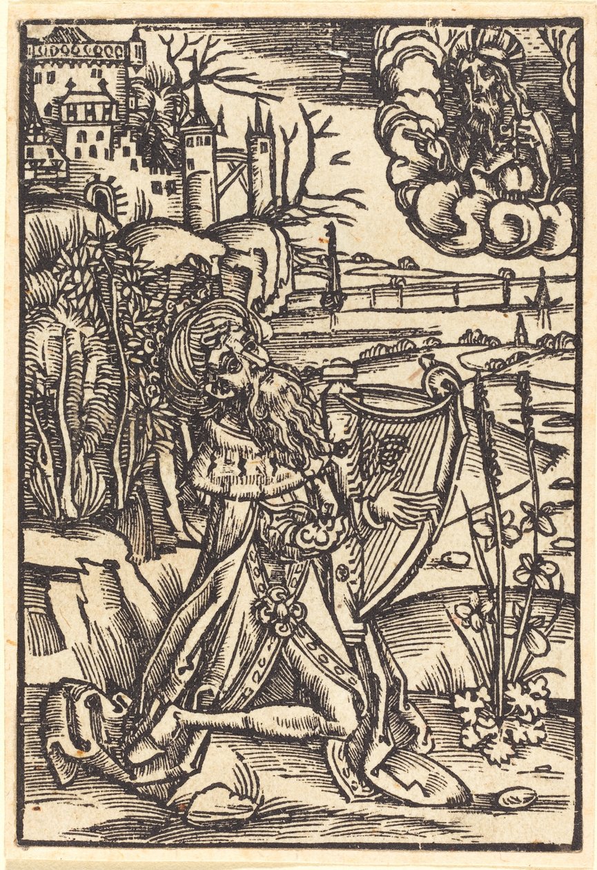 David tocando harpa de German 15th Century