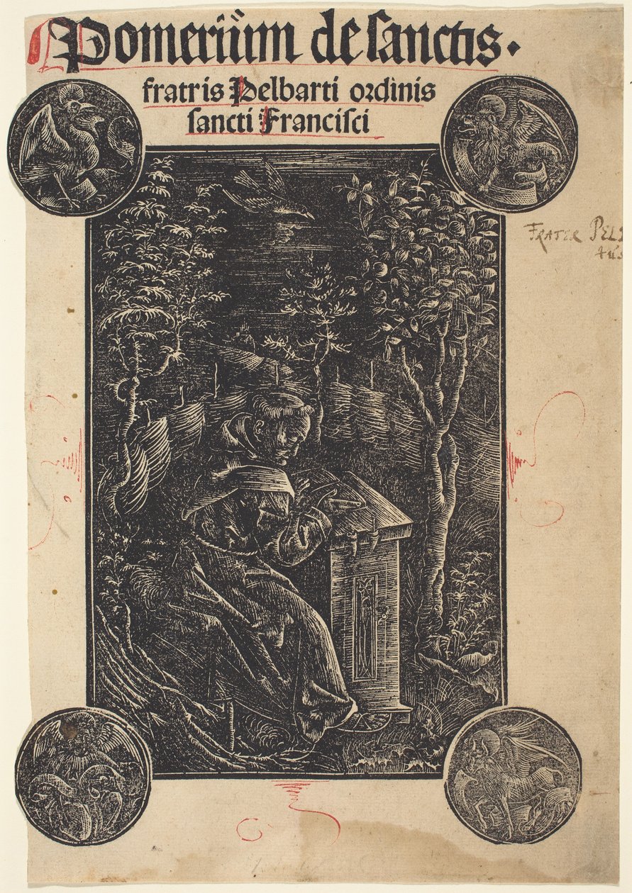 Franciscano, Pelbartus de Temesvar, em um jardim de German 15th Century