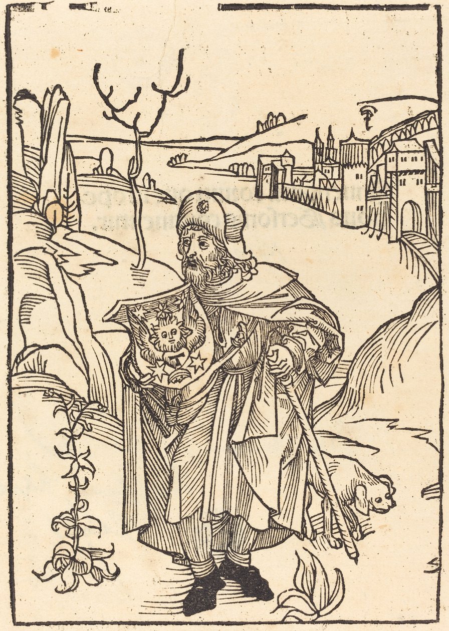 Gerson como peregrino com a cidade ao fundo de German 15th Century