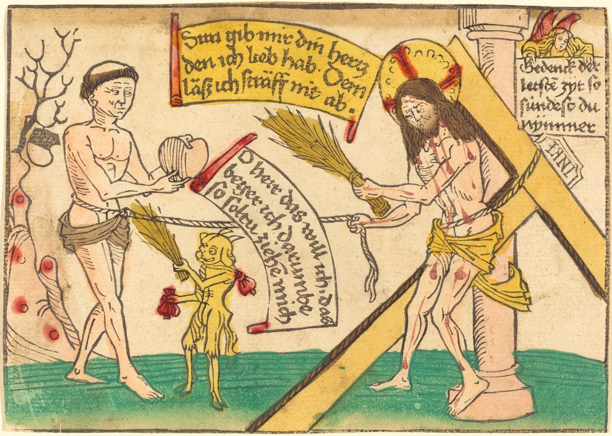 Jesus atraindo os fiéis ao coração de German 15th Century