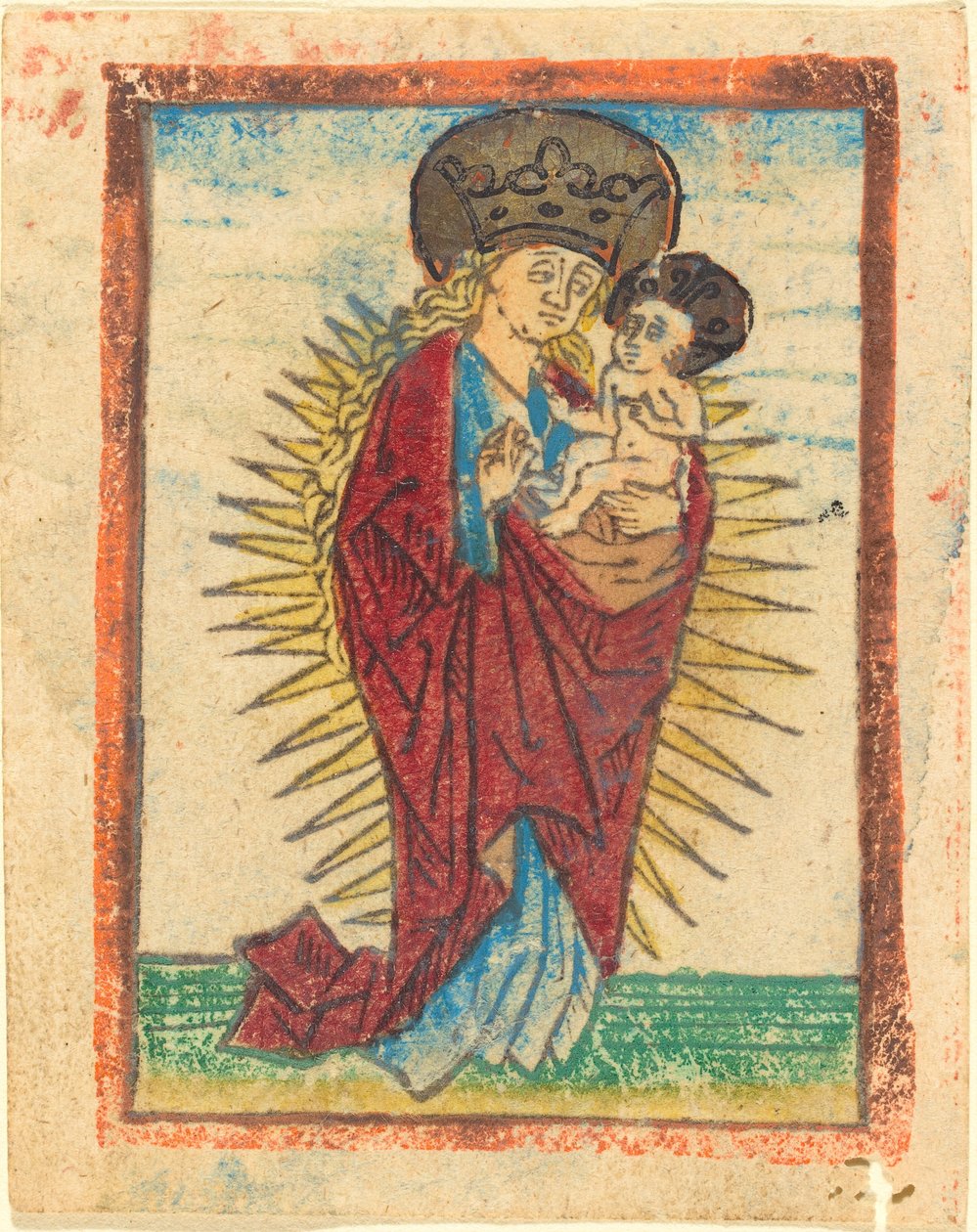 Madonna e criança em uma glória de German 15th Century