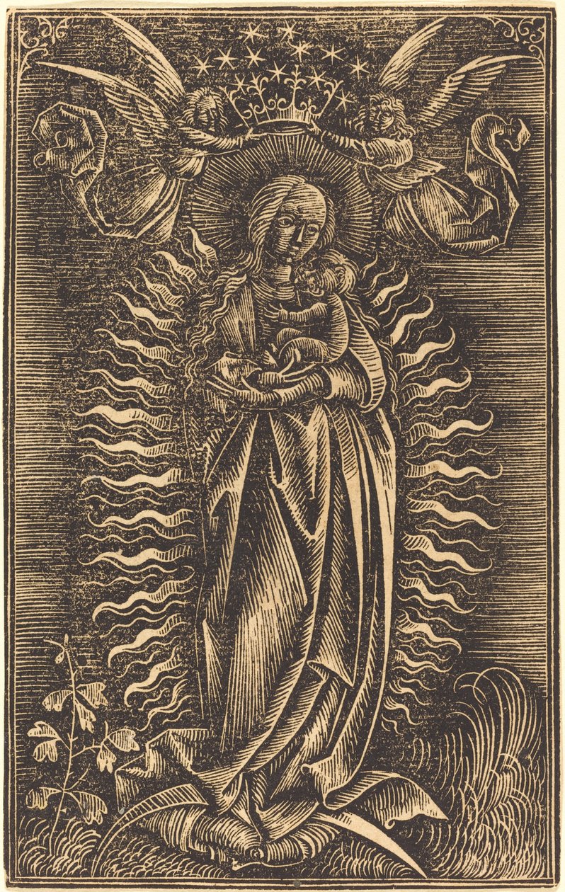A Virgem Coroada por Dois Anjos de German 15th Century