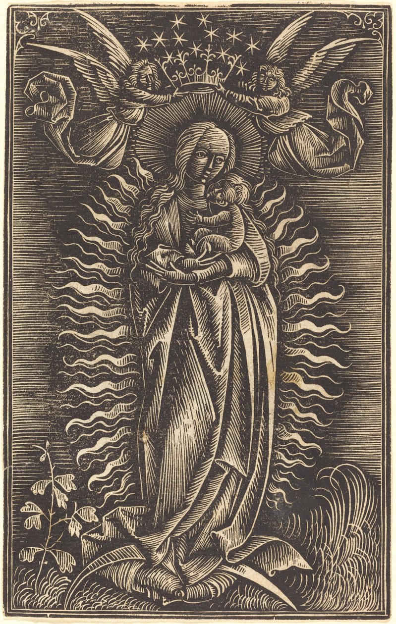 A Virgem Coroada por Dois Anjos de German 15th Century