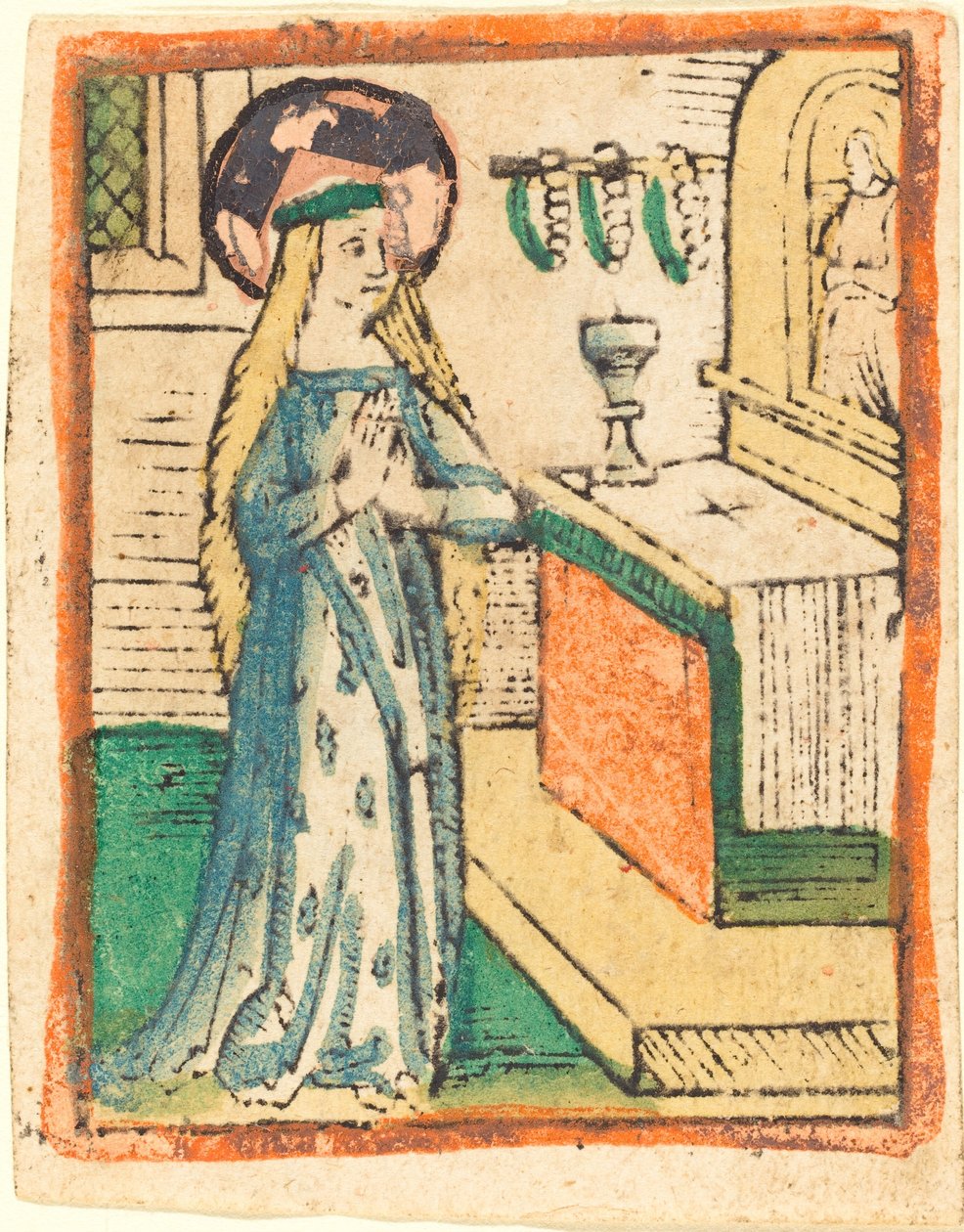 A Virgem em um manto bordado com espigas de milho de German 15th Century