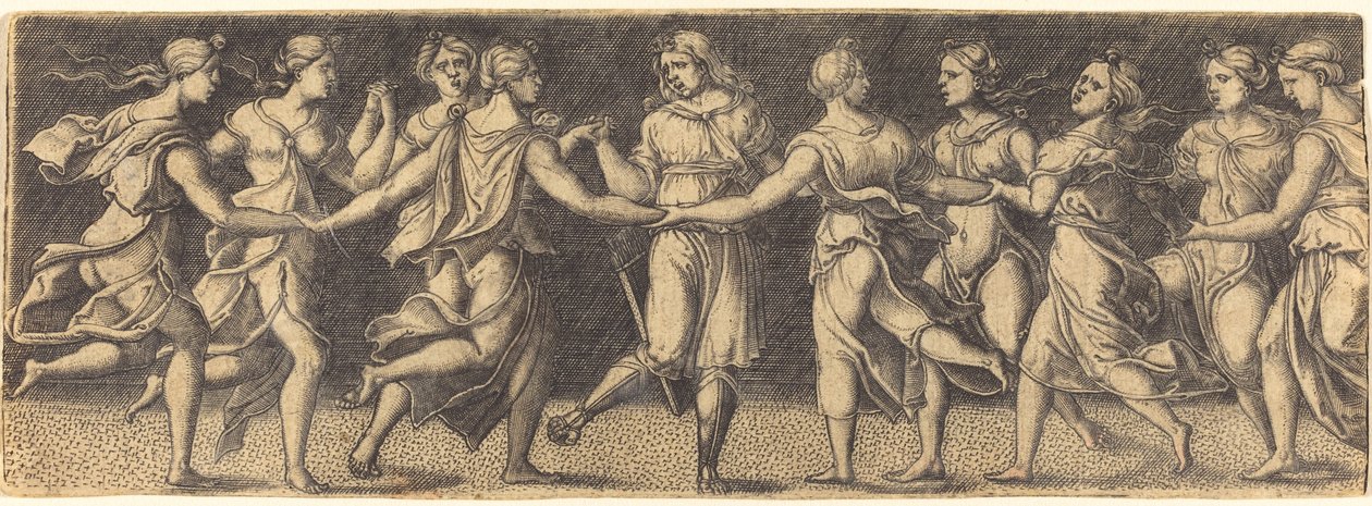 Apolo Dançando com as Nove Musas de German 16th Century