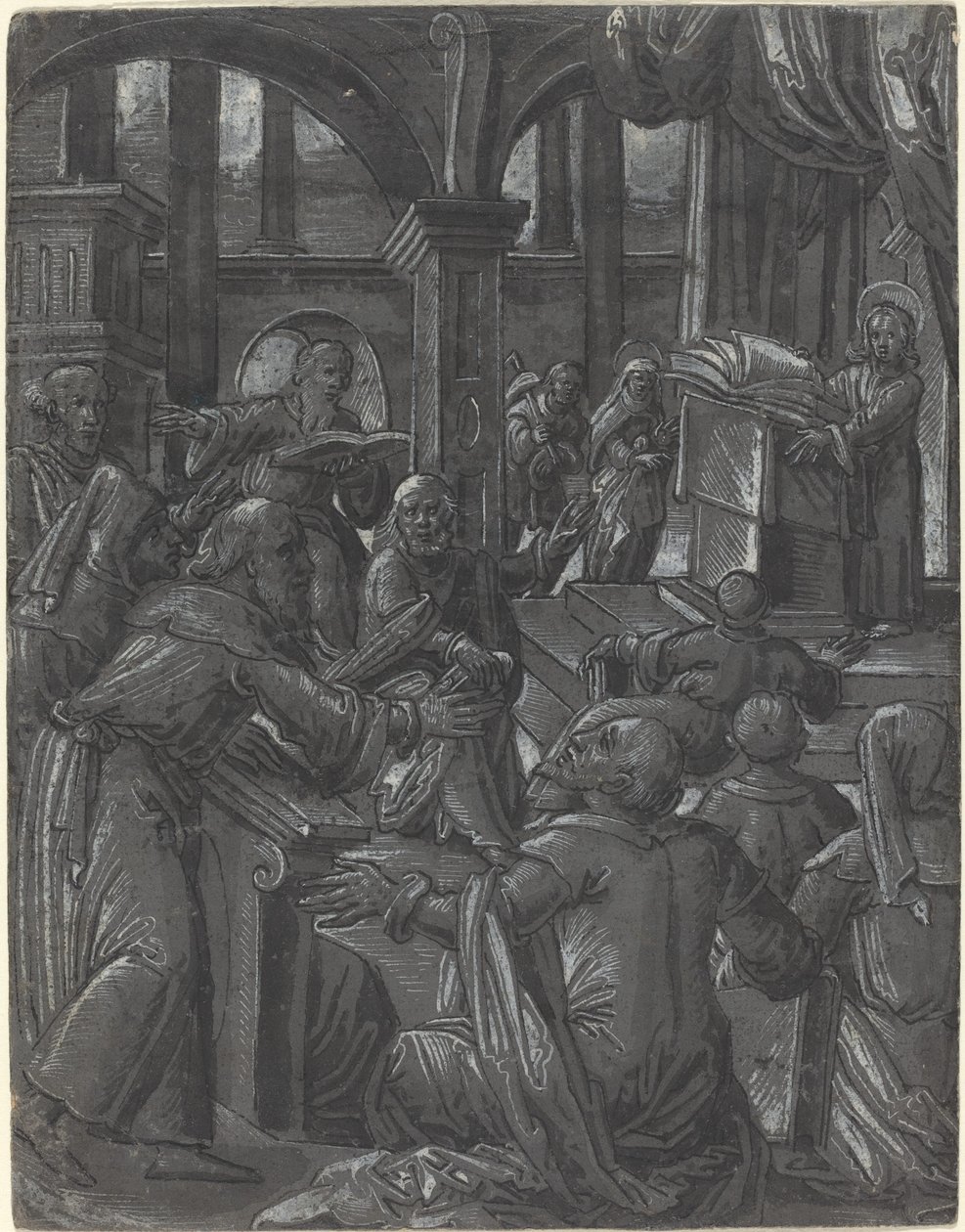 Cristo Disputando com os Médicos de German 16th Century