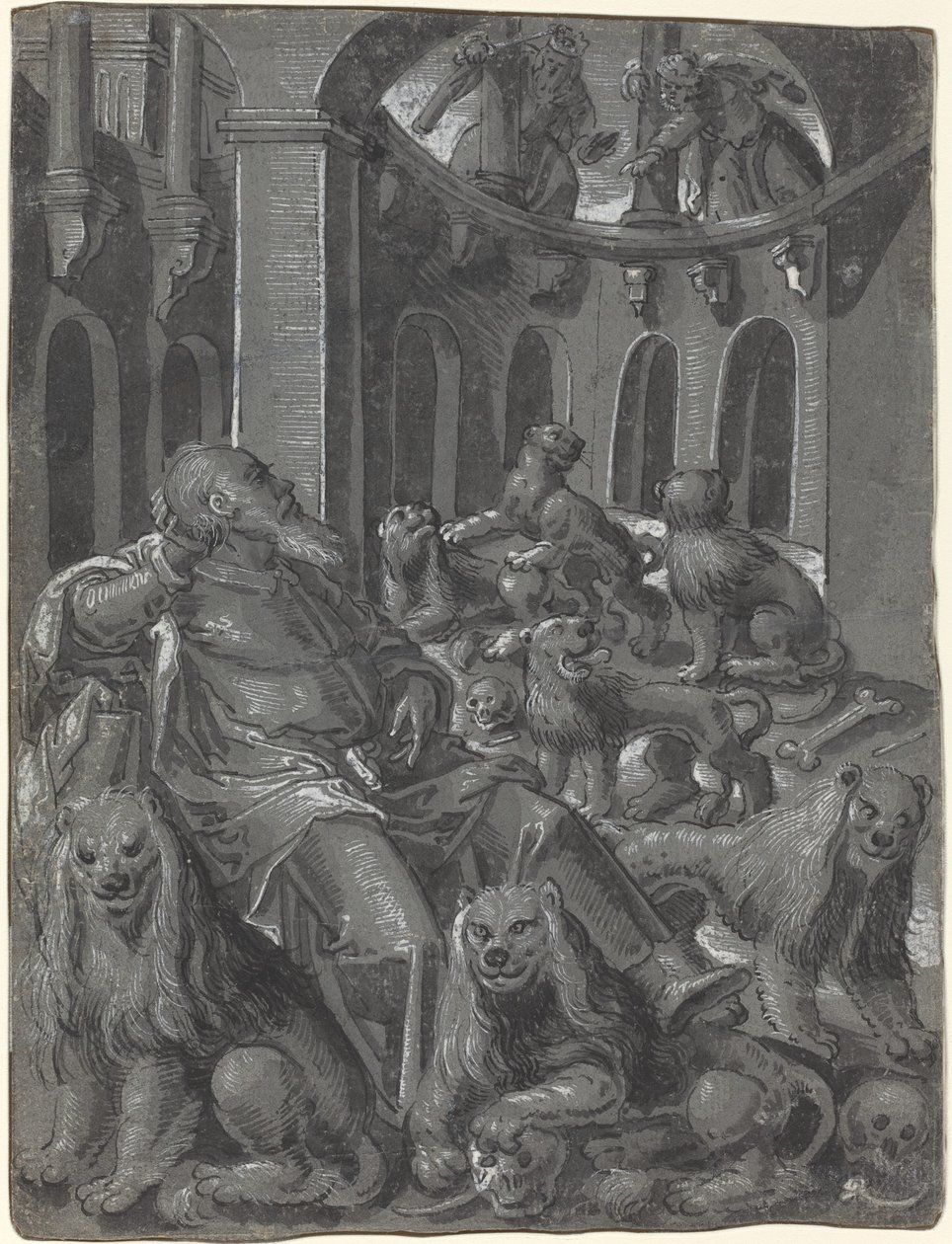 Daniel na cova dos leões [em linha reta] de German 16th Century