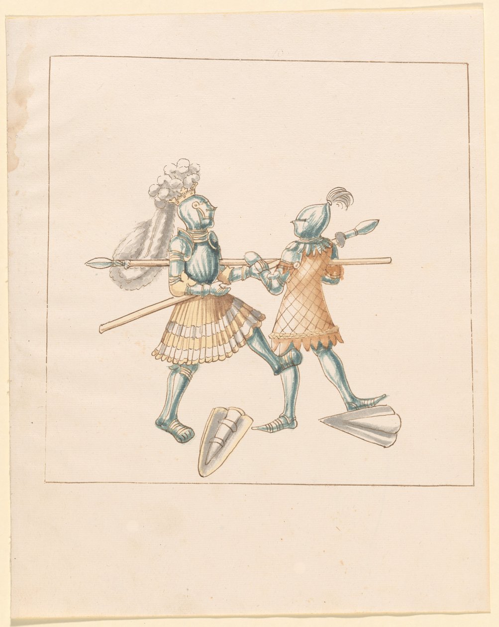 Freydal, O Livro das Justas e Torneio do Imperador Maximiliano I: Combates a Pé (Jousts) (Volume III): Placa 151 de German 16th Century