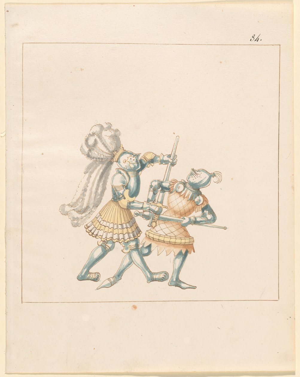 Freydal, O Livro das Justas e Torneio do Imperador Maximiliano I: Combates a Pé (Jousts) (Volume III): Placa 164 de German 16th Century